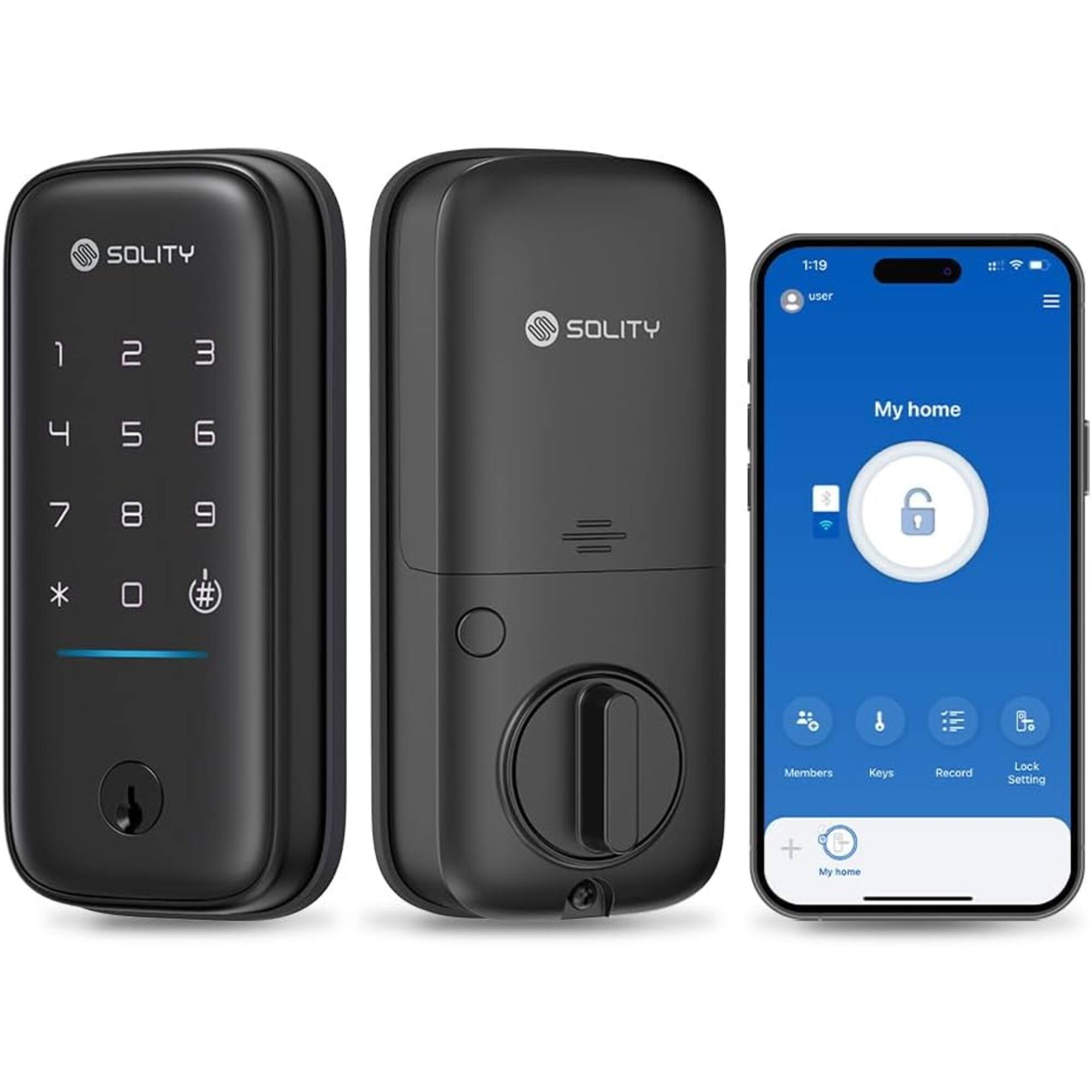 SOLITY

1:19

user

1
2
3
SOLITY
4
5
6
My home
7
8
9
0
Members
Keys
Record
Lock Setting
+