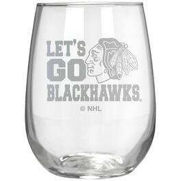 Great American Products - Chicago Blackhawks Etched 17oz. Rally Cry Stemless Wine Glass - Multicolor