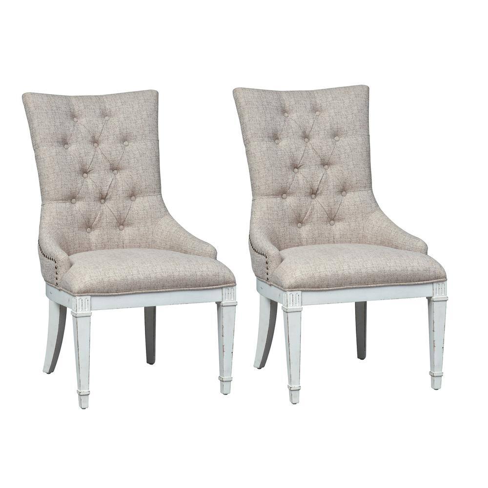 Front. Liberty Furniture Industries - Abbey Park Hostess Chair-Set of 2 in Antique White - White.