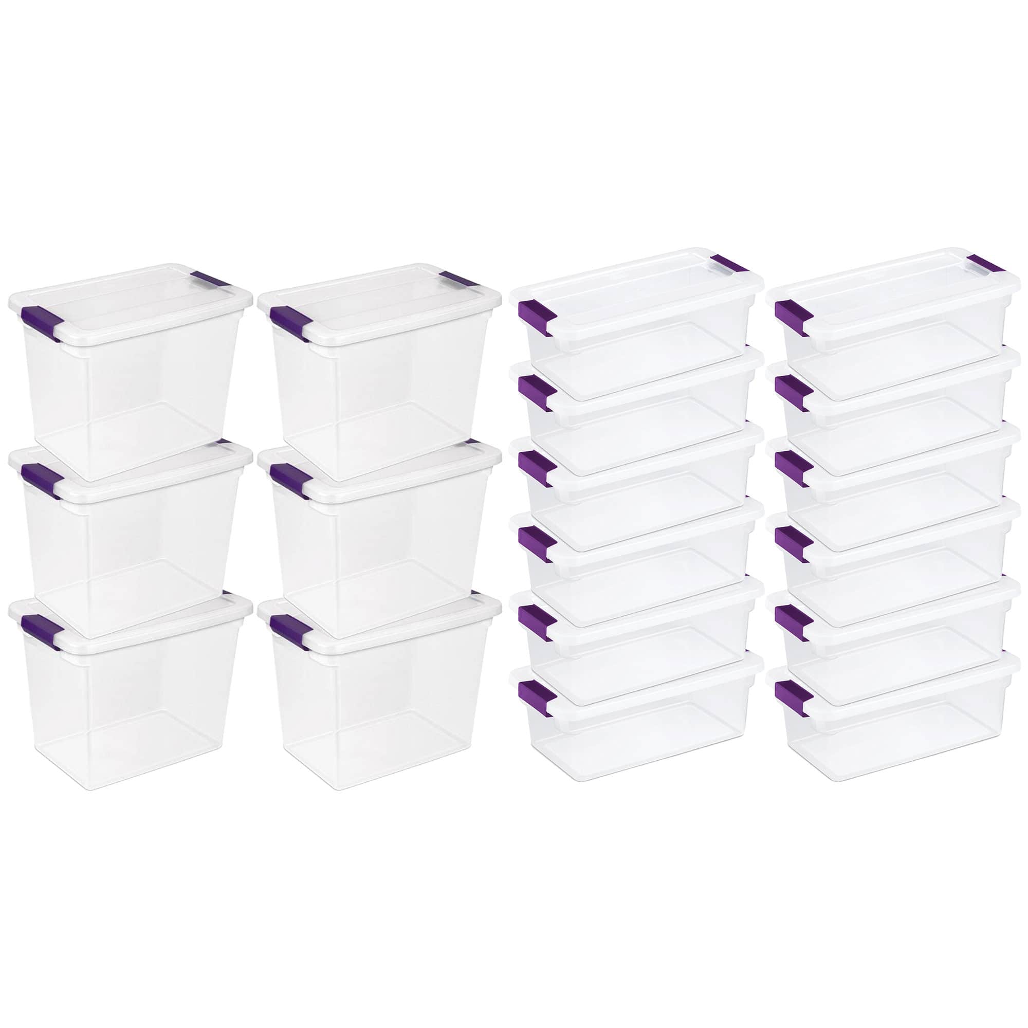 Sterilite - 27 Qt Storage Container, 6 Pack, and 6 Qt Storage Container, 12 Pack - Clear