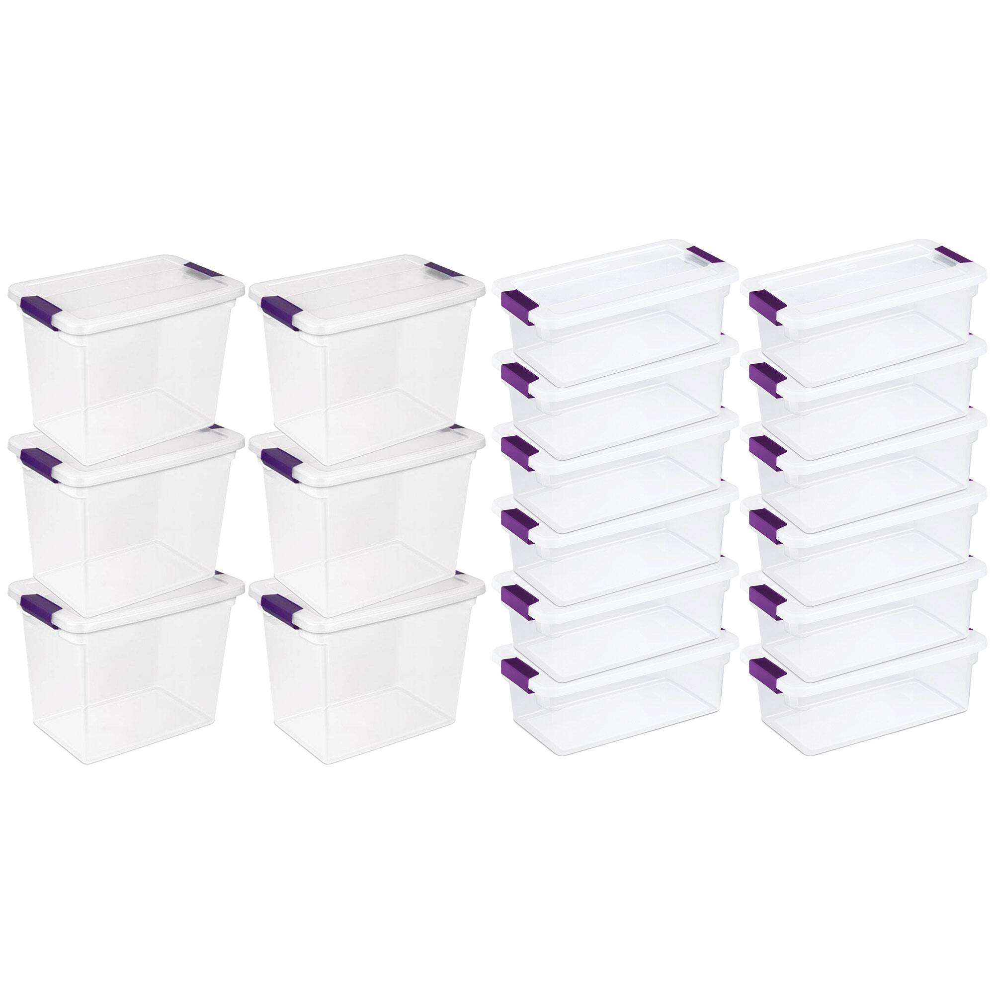 Front. Sterilite - Sterilite 27 Qt Storage Container, 6 Pack, and 6 Qt Storage Container, 12 Pack - clear.
