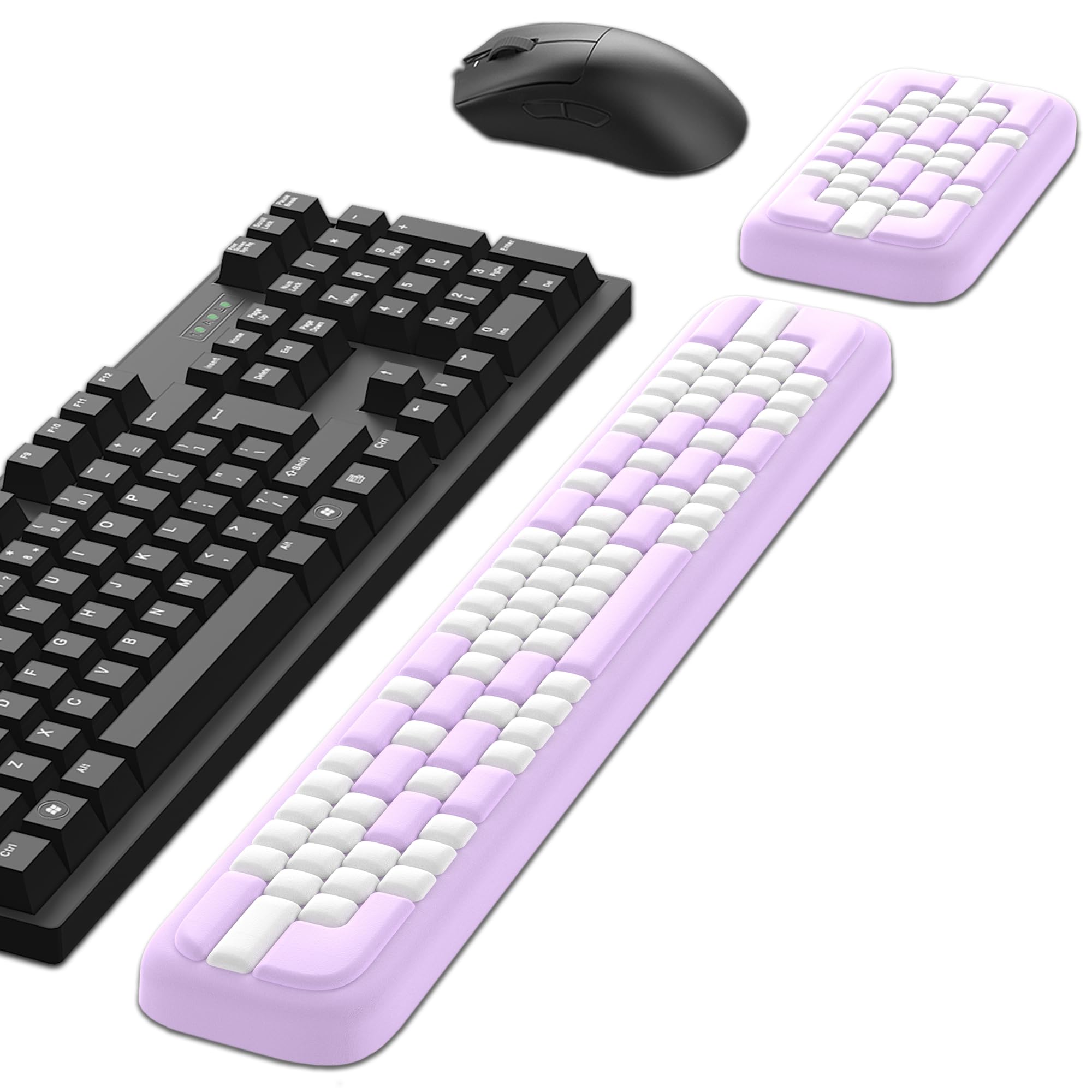 Front. VEGA AUTOMOTIVE - Wrist Rest Pad Soft Memory Foam Hand With Non slip Base Easy Typing Comfort Support For Office Work Gaming ... - Purple White.