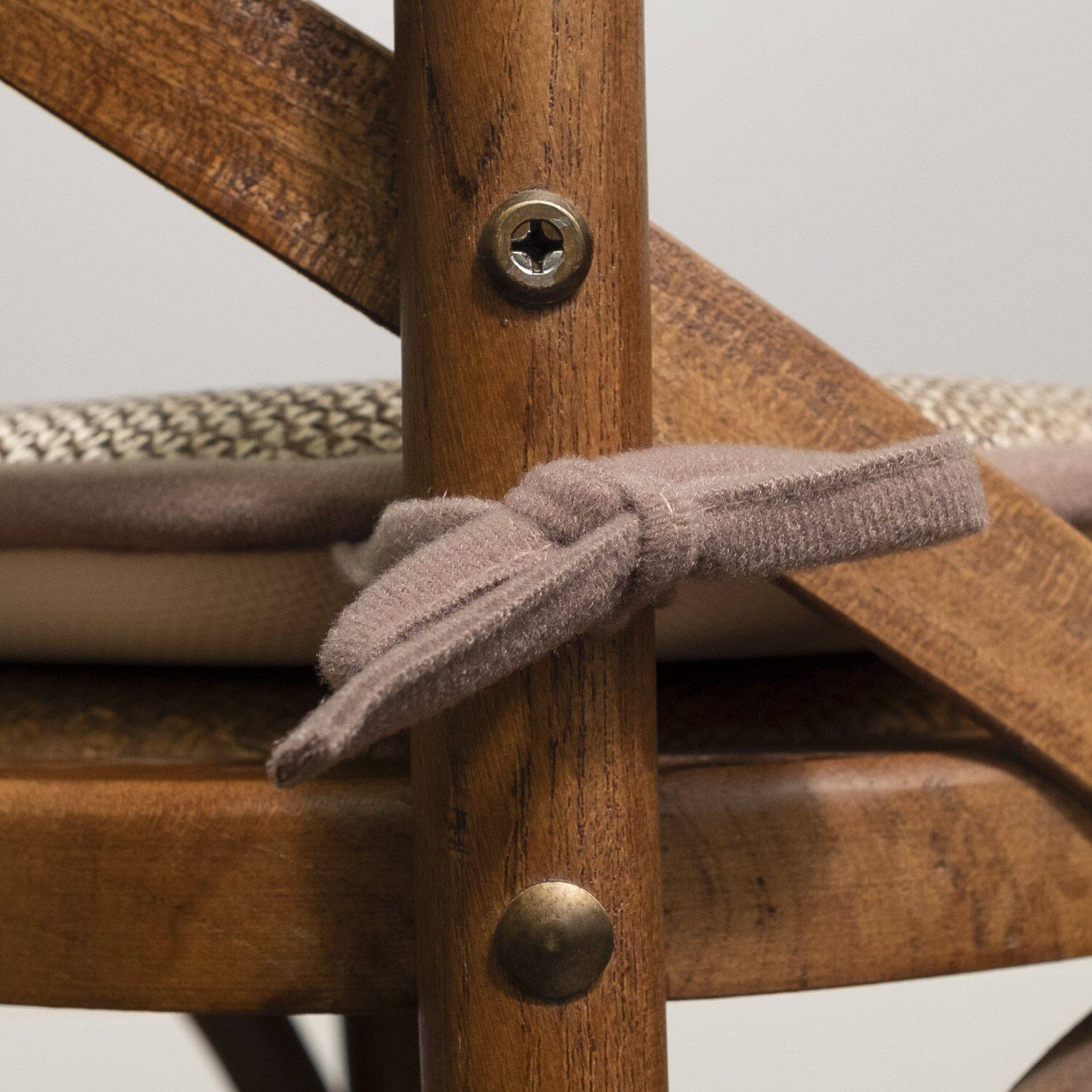 Left. Sweet Home Collection - Cameron Memory Foam No Slip Back 16" x 16" Chair Pad Cushion with Ties, 12-Pack - Beige/Brown.