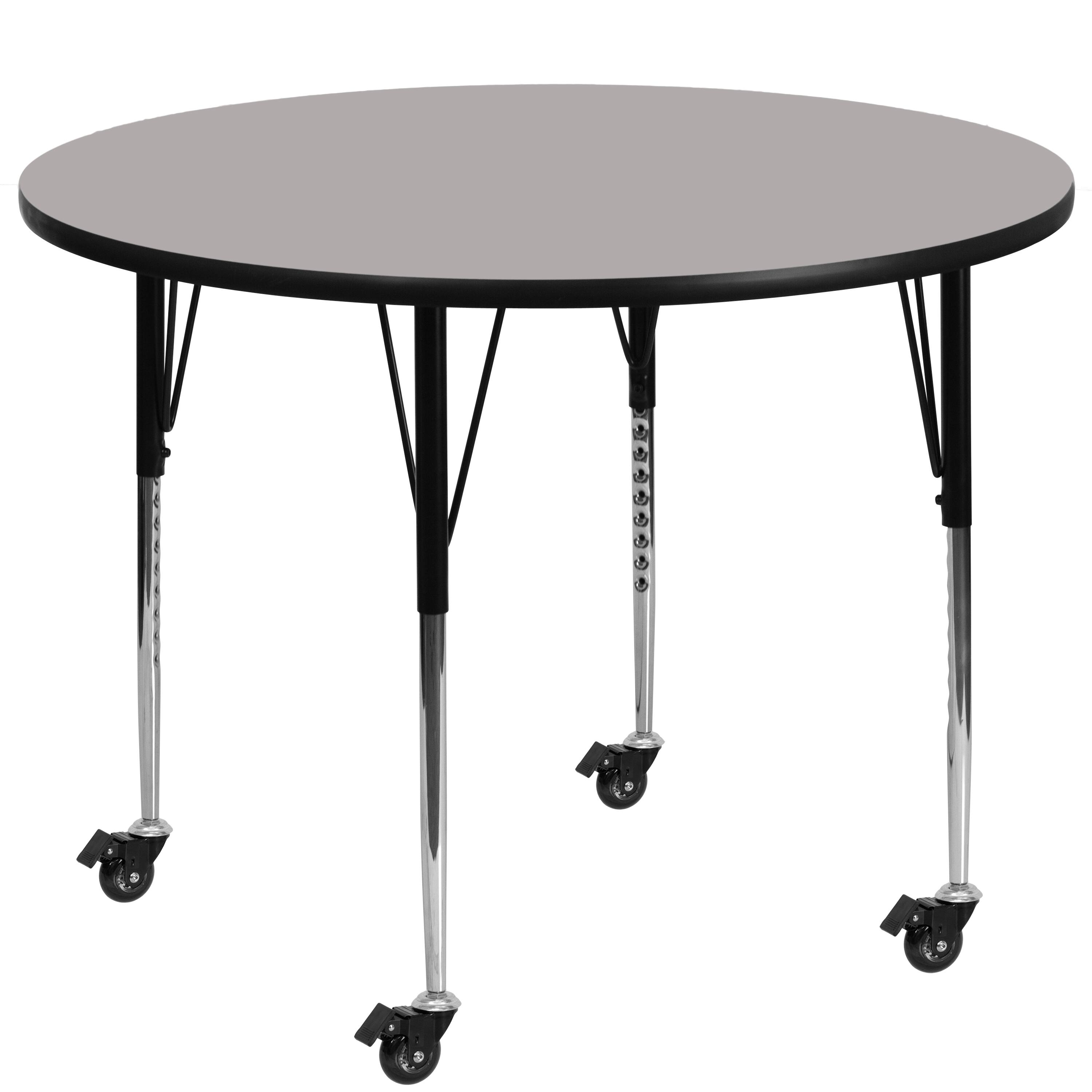 Front. Flash Furniture - Wren Mobile 48'' Round Grey HP Laminate Activity Table - Standard Height Adjustable Legs - Gray.