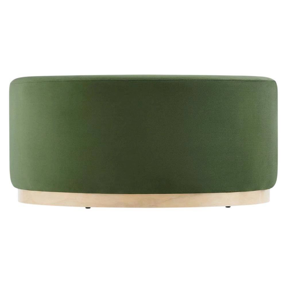 Back. Outdoor Escape - Performance Velvet Upholstered Outdoor Ottoman In Neutral Color - Green.