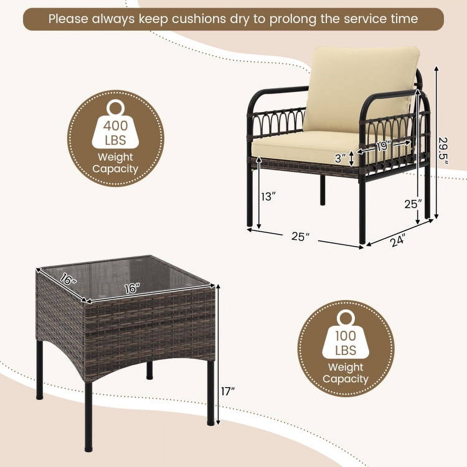 Please always keep cushions dry to prolong the service time

400 LBS Weight Capacity

3" 19" 29.5" 13" 25" 25" 24" 16" 16" 17" 100 LBS Weight Capacity