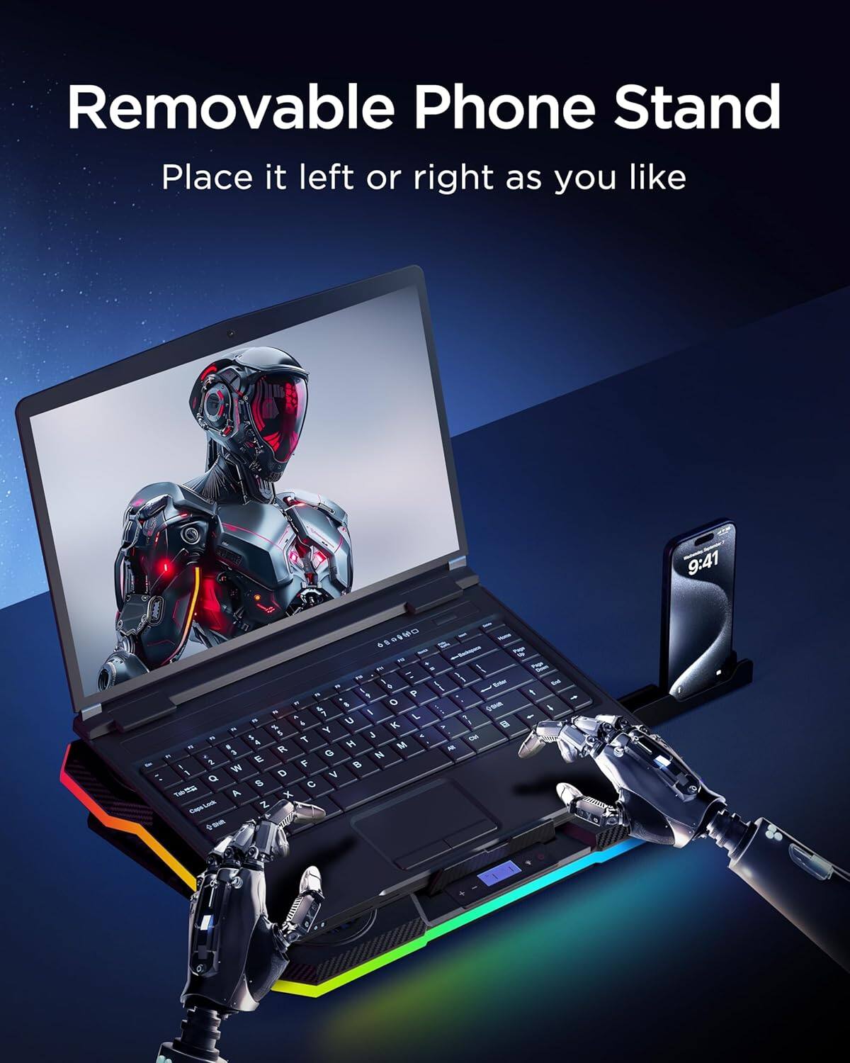 Removable Phone Stand  
Place it left or right as you like