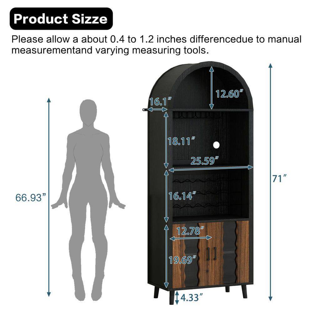 Product Size

Please allow a about 0.4 to 1.2 inches difference due to manual measurement and varying measuring tools.

- Height: 71"
- Width: 16.1"
- Depth: 12.60"
- Height of top section: 18.11"
- Height of middle section: 16.14"
- Height of bottom section: 12.78"
- Width of middle section: 25.59"
- Width of bottom section: 19.69"
- Depth of bottom section: 4.33"
- Total height: 66.93"
