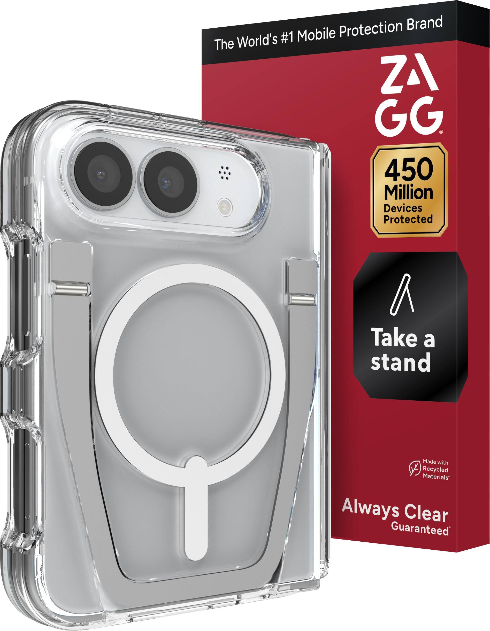 The World's #1 Mobile Protection Brand

ZAGG

450 Million Devices Protected

Take a stand

Made with JK Recycled Materials*

Always Clear Guaranteed