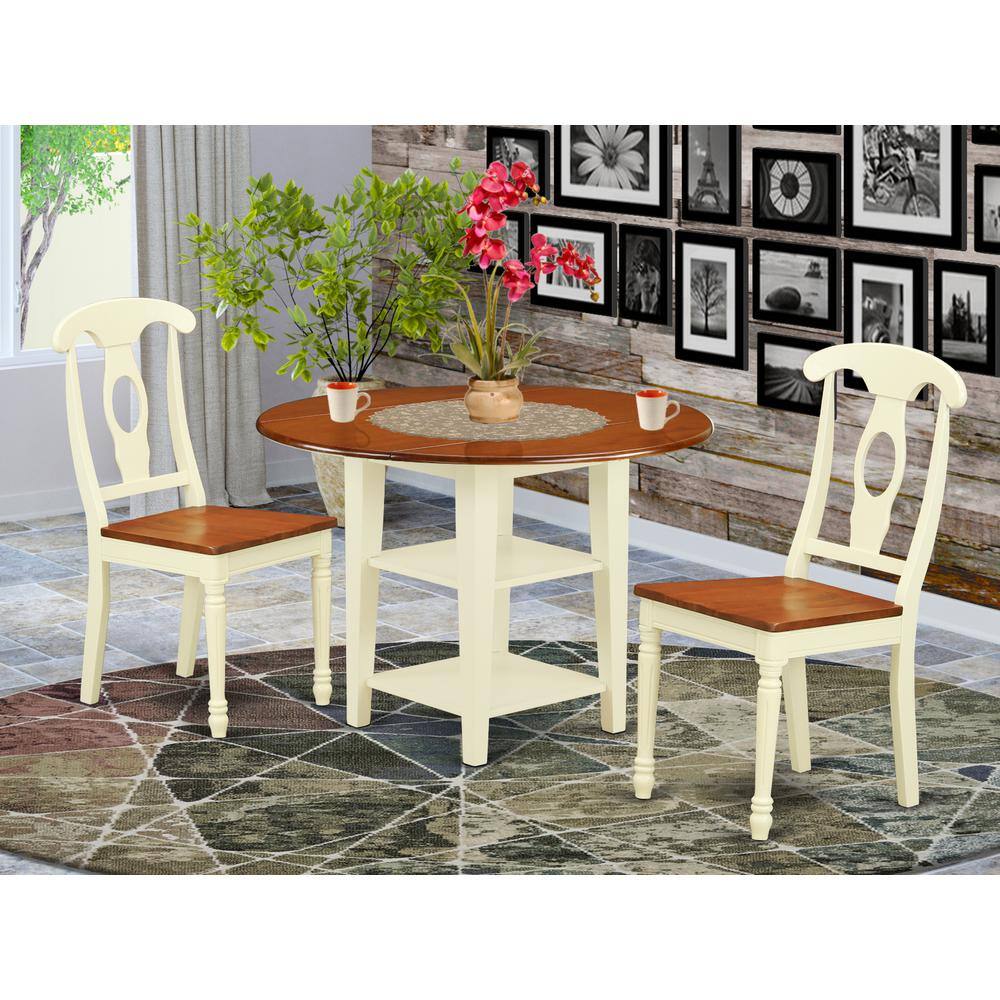 Back. East West Furniture - Dining Room Set Buttermilk & Cherry - Brown.