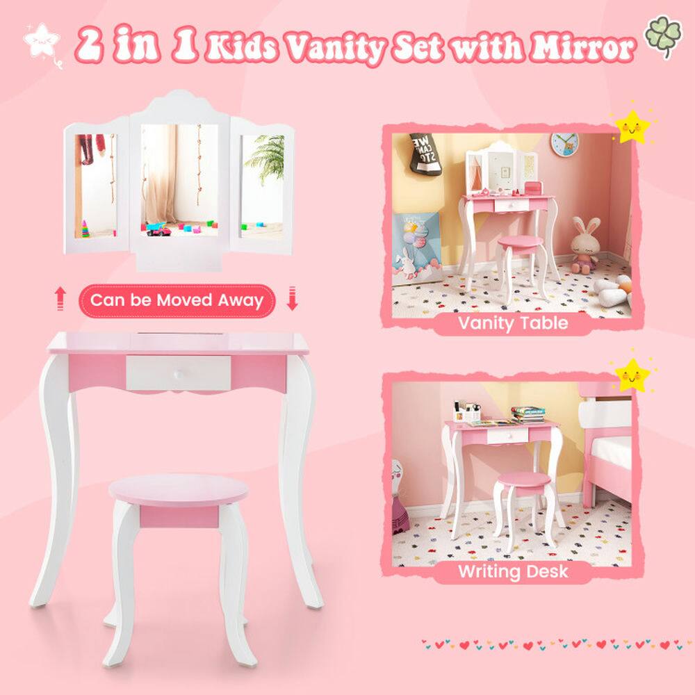 2 in 1 Kids Vanity Set with Mirror

Can be Moved Away

Vanity Table

Writing Desk