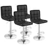 Front. Costway - Costway Set of 4 PU Leather Bar Stool Swivel Bar Chair w/ Adjustable Height - Balck.