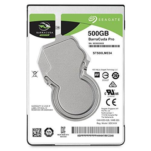 SEAGATE  
BARRACUDA COMPUTE  
500GB BarraCuda Pro  
SN: XXXXXXXX  
ST500LM034  
HOO Vigby Beligane Yechnology LLC  
AF 033027  
20  
C ULR US 100007 CE  
WARRANTY IS VOID IF LABEL OR SEAL IS BEAGETE Singapore 3 REMOVED OR DAMAGEO  
HO Ple Ltd Koolhowinlaan 1 Schiphol-Ryk The Netherlands  
ANICES3(B)/ NMB-3(B)  
Reg. Model: SOCXXX  
TUV KC XX MSIP-REM-STX-  
SOCKEX  
8SPPPPPPPPPPHHHHYM12345