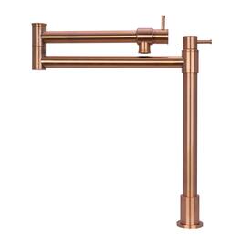 Solid Brass Deck-Mounted Pot Filler Kitchen Faucet with Double Joint Swing Arms