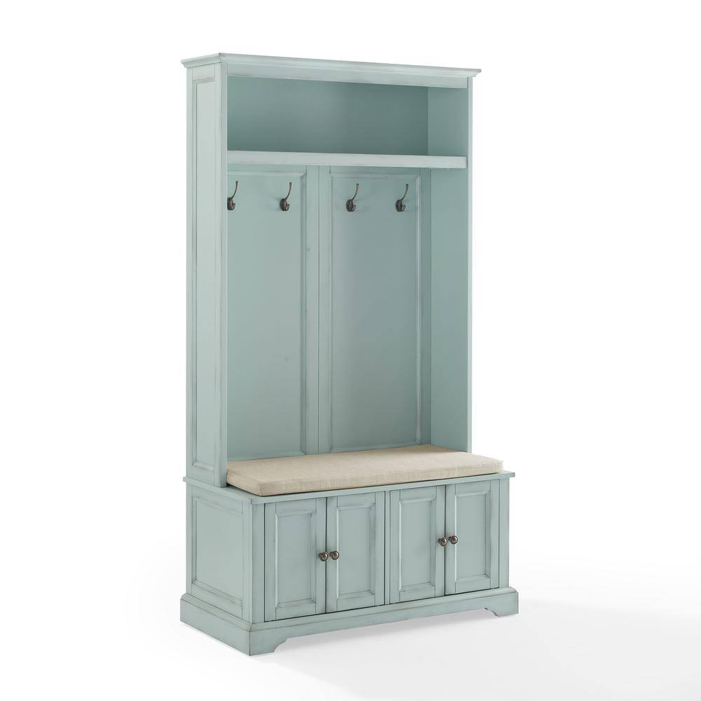 Alt View 1. Crosley Furniture - Holbrook Hall Tree - Distressed Seafoam Blue.