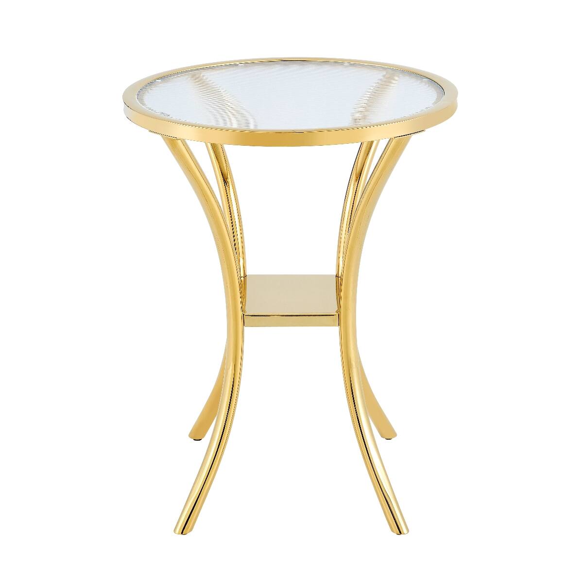 Alt View 4. Loheer - Loheer Round Bar Table with Ribbed Tempered Glass Top and Golden Stainless Steel Base - Golden.