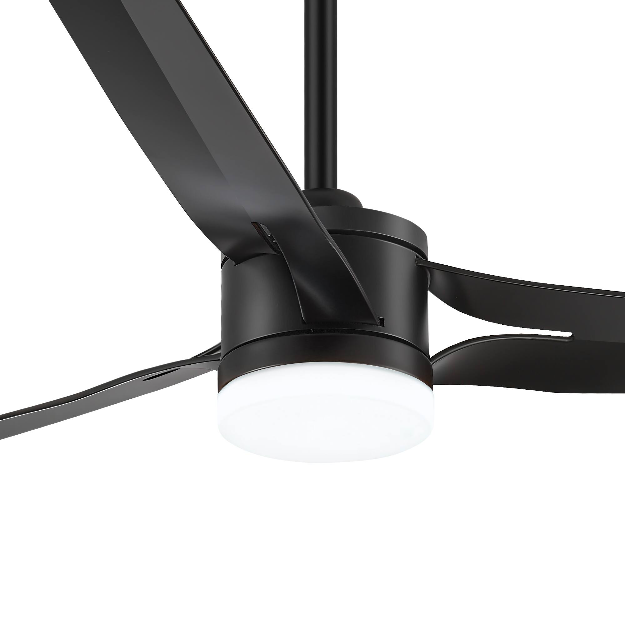 Left. Breezary - 52'' Ceiling Fan with 3-Color Light, 3 ABS Blades, DC Motor, 5''&10'' Downrods, 6-Speed Remote Control & Timer - Matte Black.