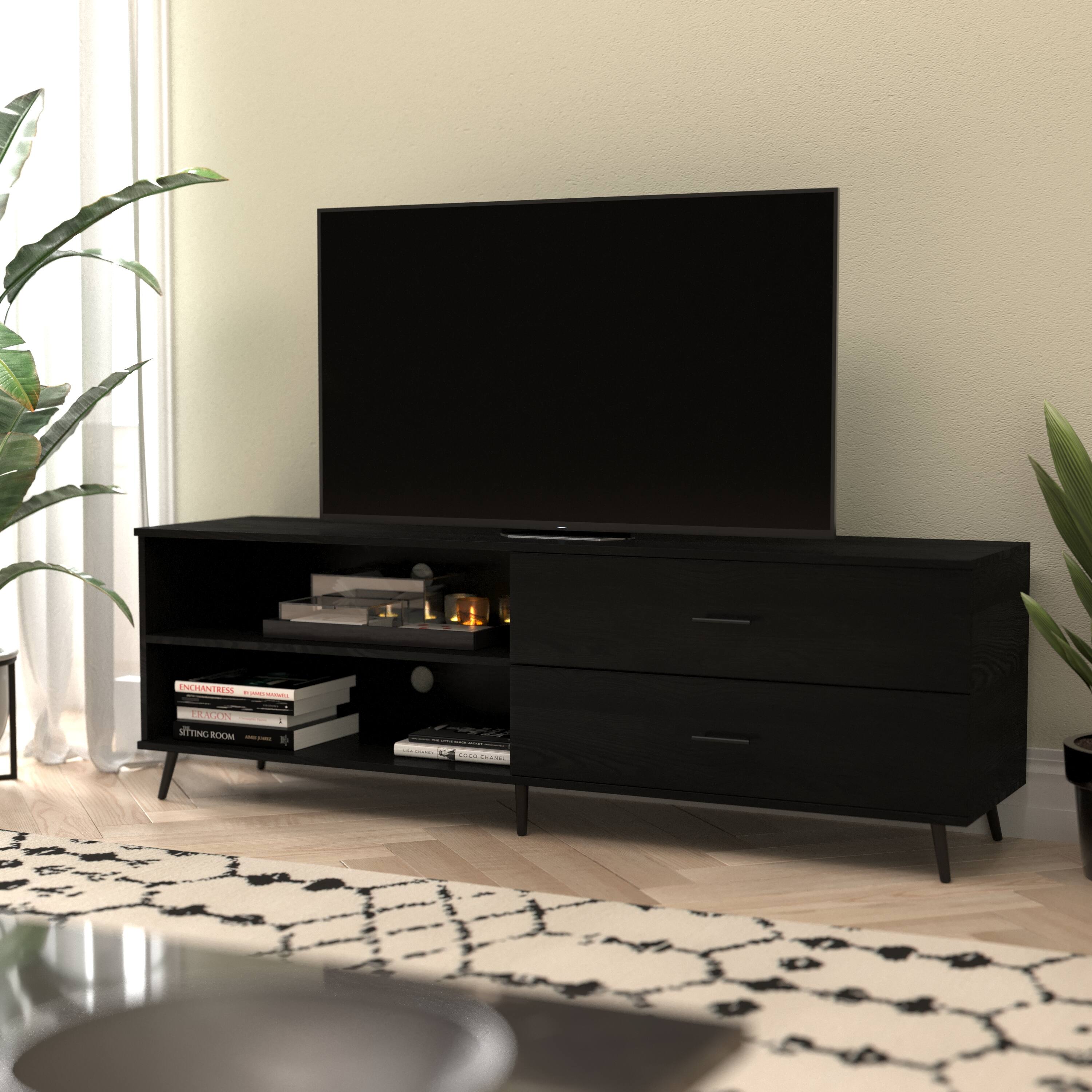 Alt View 20. Alamont Home - Nelson TV Stand for up to 60" TV's with Adjustable Shelf and Storage Drawers - Black.