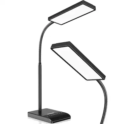 Front. FINEAK - Eye-Caring LED Desk Lamp-50 Modes, Flexible Gooseneck - Black.