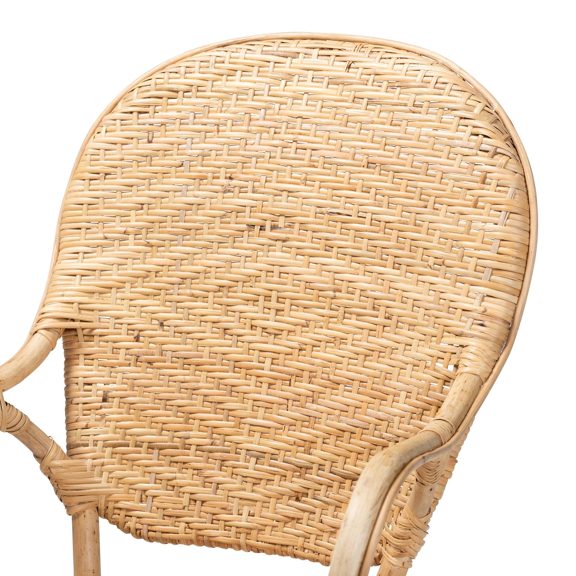 Alt View 1. bali & pari - Genna Modern Bohemian Finished Rattan Dining Chair - Natural Brown.