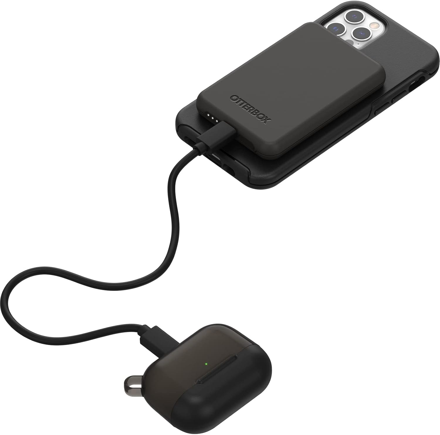 Left. OtterBox - OtterBox Wireless Power Bank for MagSafe, 3k mAh | Color: Black - Black.
