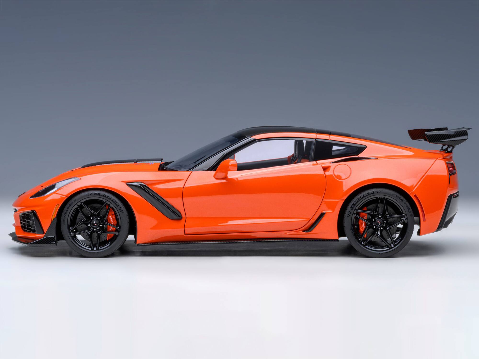 Alt View 7. Autoart - 2019 Chevrolet Corvette C7 ZR1 Sebring Orange Tintcoat with Carbon Top 1/18 Model Car by Autoart.