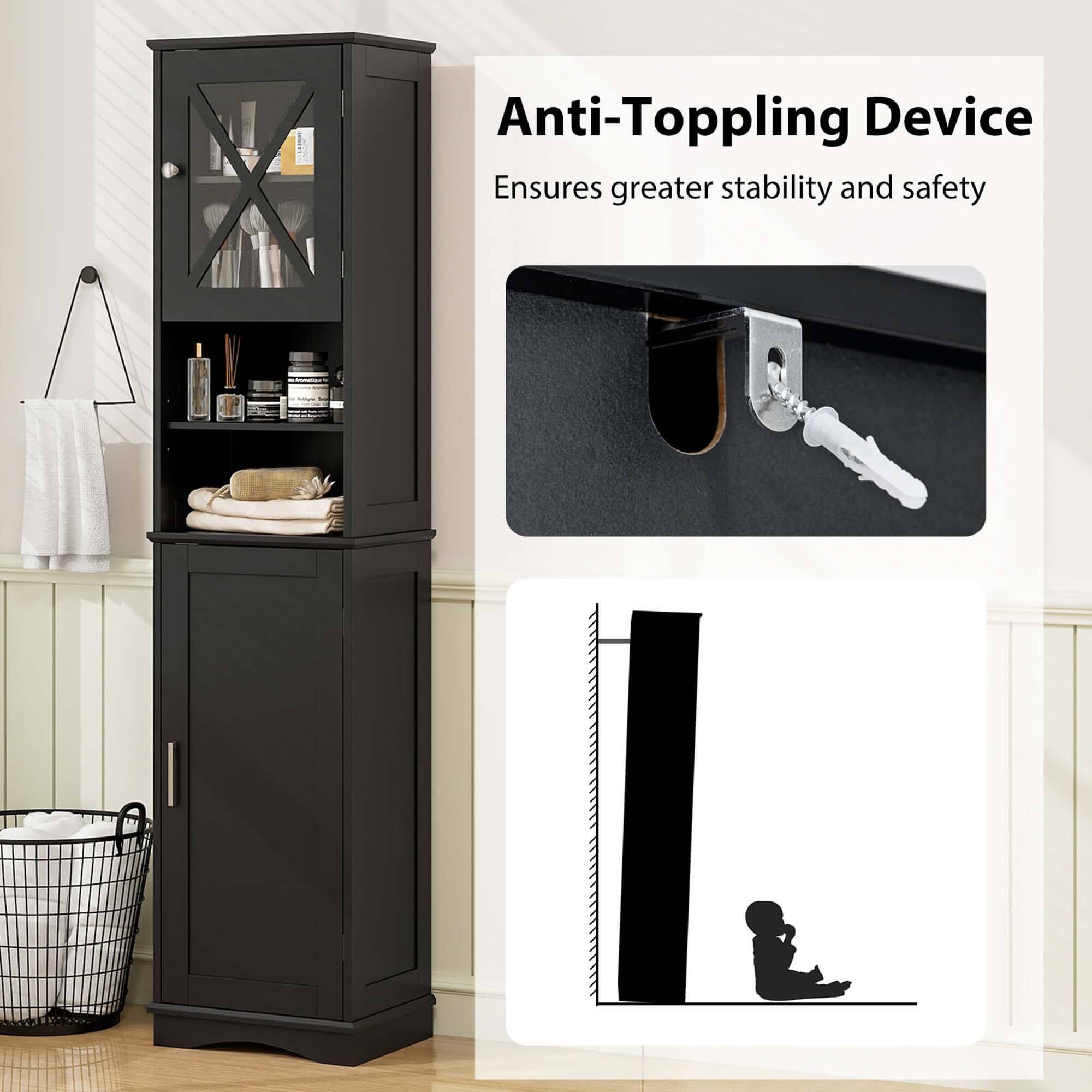 Anti-Toppling Device Ensures greater stability and safety.