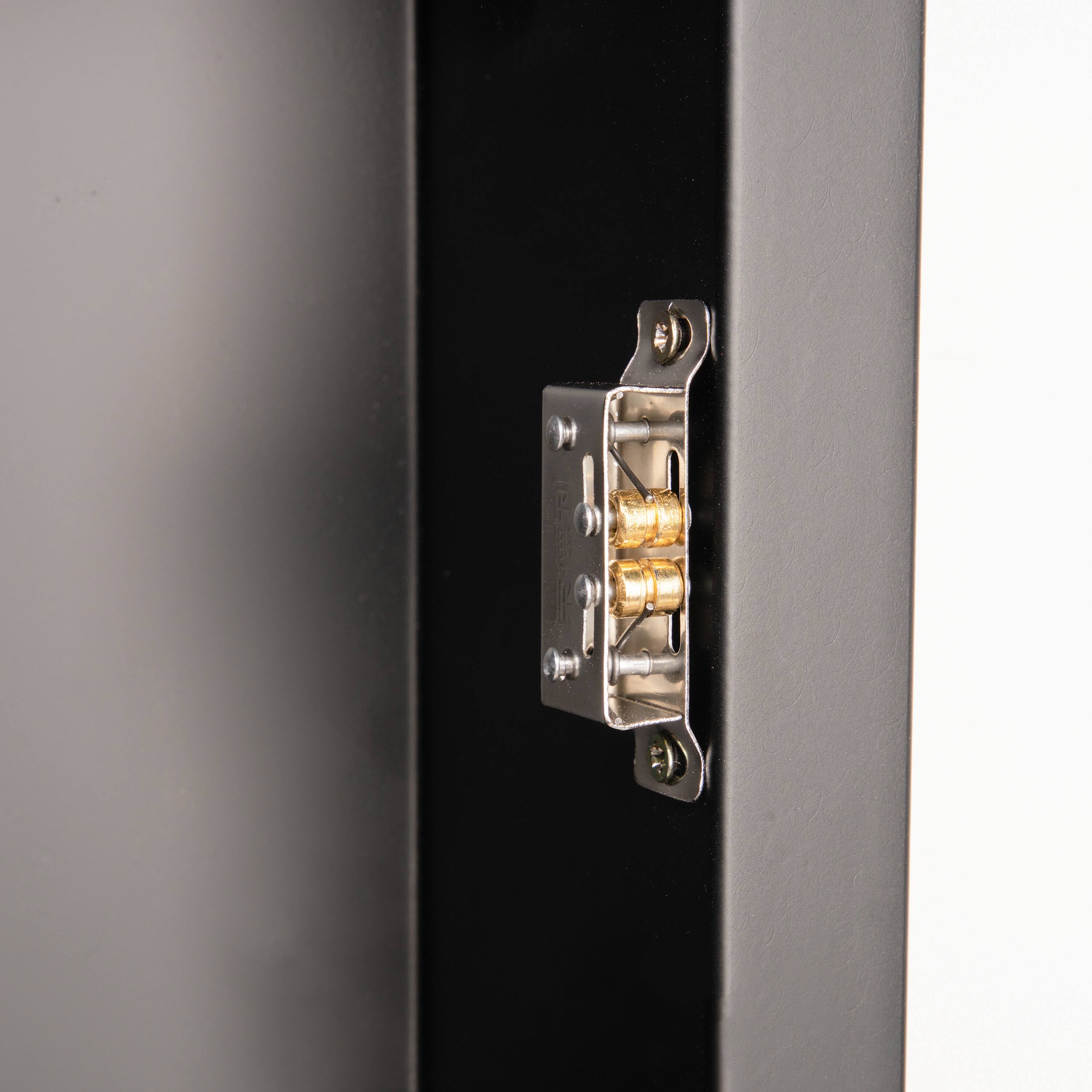 Alt View 9. Emma + Oliver - Jackie Metal Framed Bathroom Medicine Cabinet with Reversible, Recessed Design and Beveled Rounded Mirror - Black.