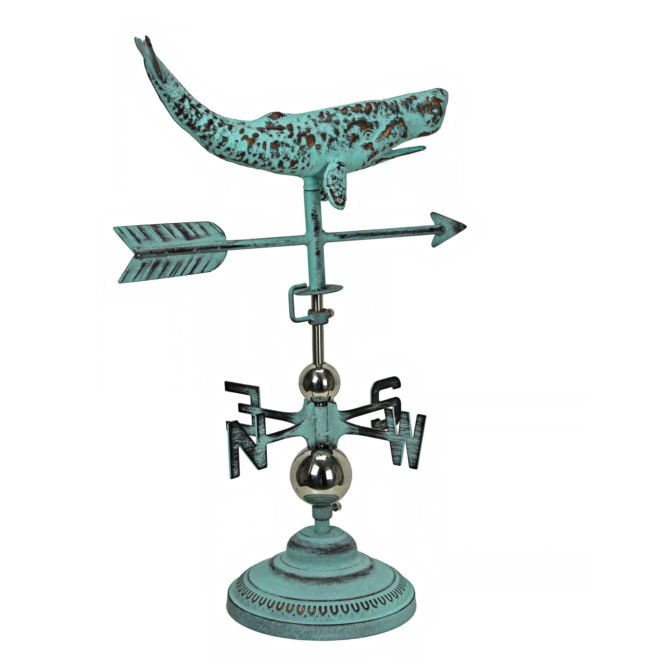 Contrast Inc. - Verdigris Copper Whale Tabletop Weathervane Home Garden Decor w/ Optional Fence Mount - Teal price history on PriceWatchPro