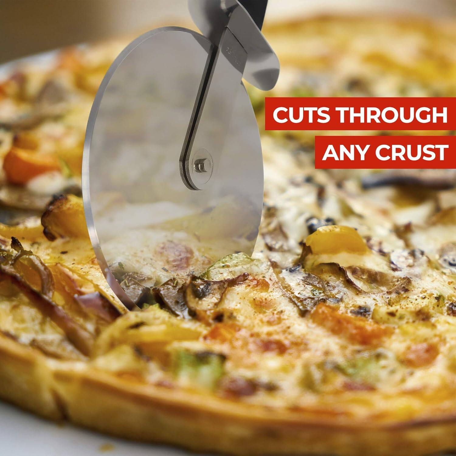 Cuts through any crust.