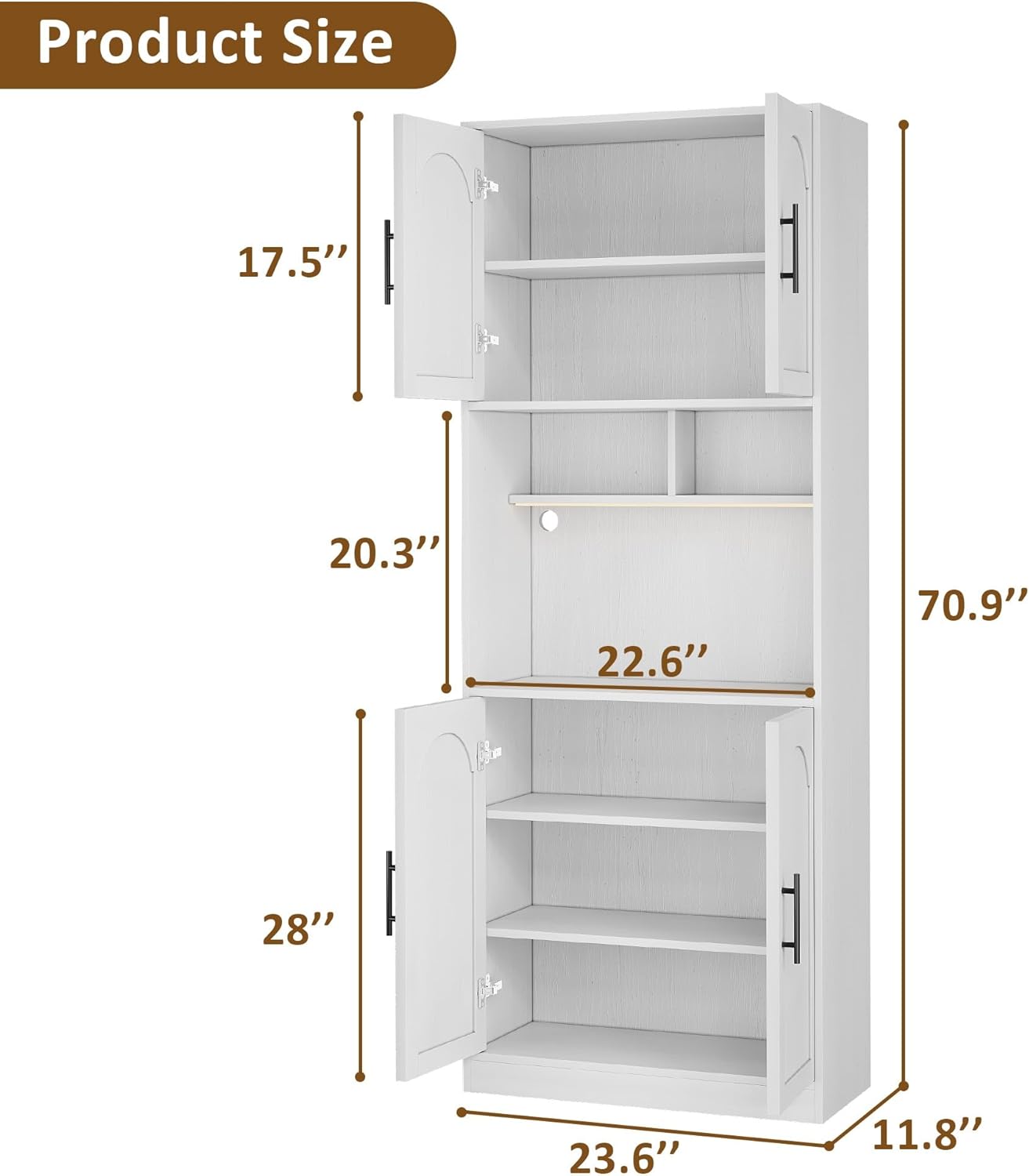 Product Size  
17.5" x 20.3" x 22.6" x 70.9" x 28" x 23.6" x 11.8"