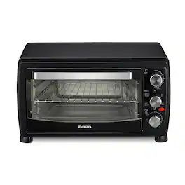 Aiwa - 1400W Toaster Oven 6 Slice with Baking Tray, Air Fry Bake Toast Cook and Broil, Temperature Control, 60 Min Timer Knob - Black