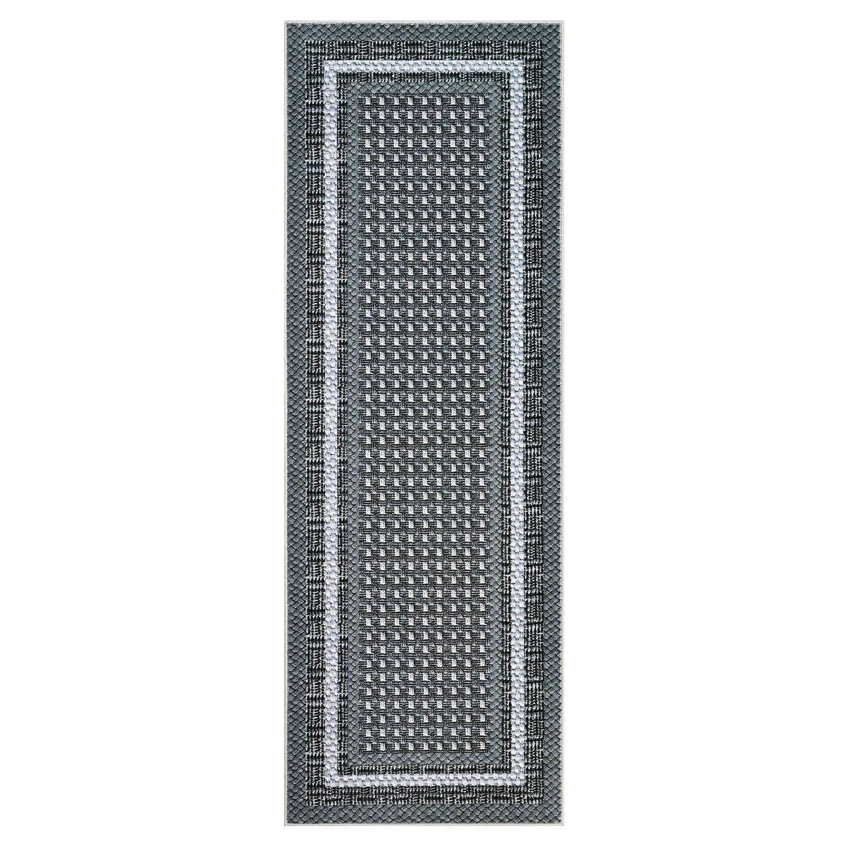 GARVEE - Geometric Minimalist Style Machine Washable Area Rug Non Slip Stain Resistant Matfor Living Room Dining Room - Black Grey