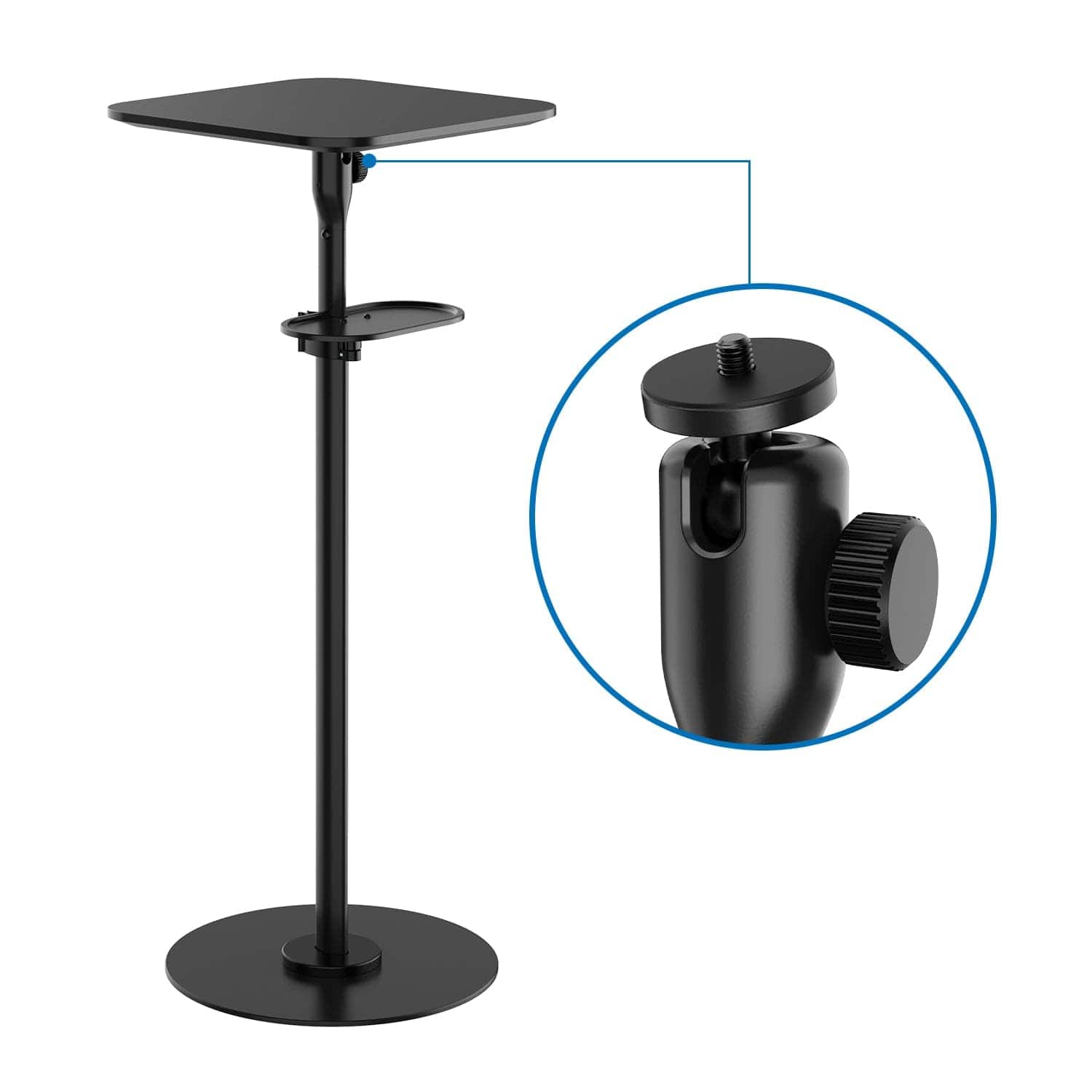 Angle. Mount-It! - Adjustable Dual Use Projector Floor Stand with Height, Tilt, Swivel & Rotation for Mini Projectors, Black - Black.