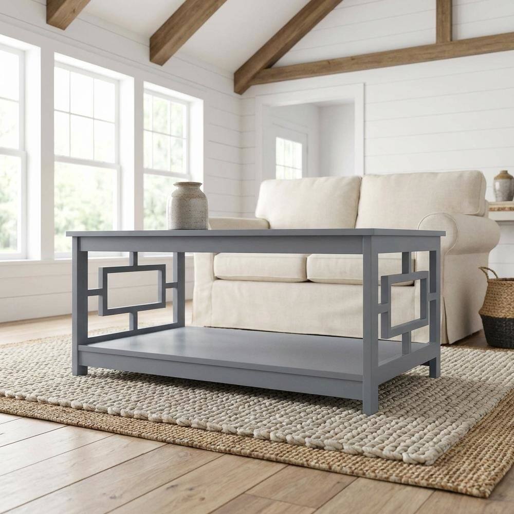 Left. FurniFact - Gray Coffee Table with MDF Shelf and Storage Space in Multiple Finishes - Gray.