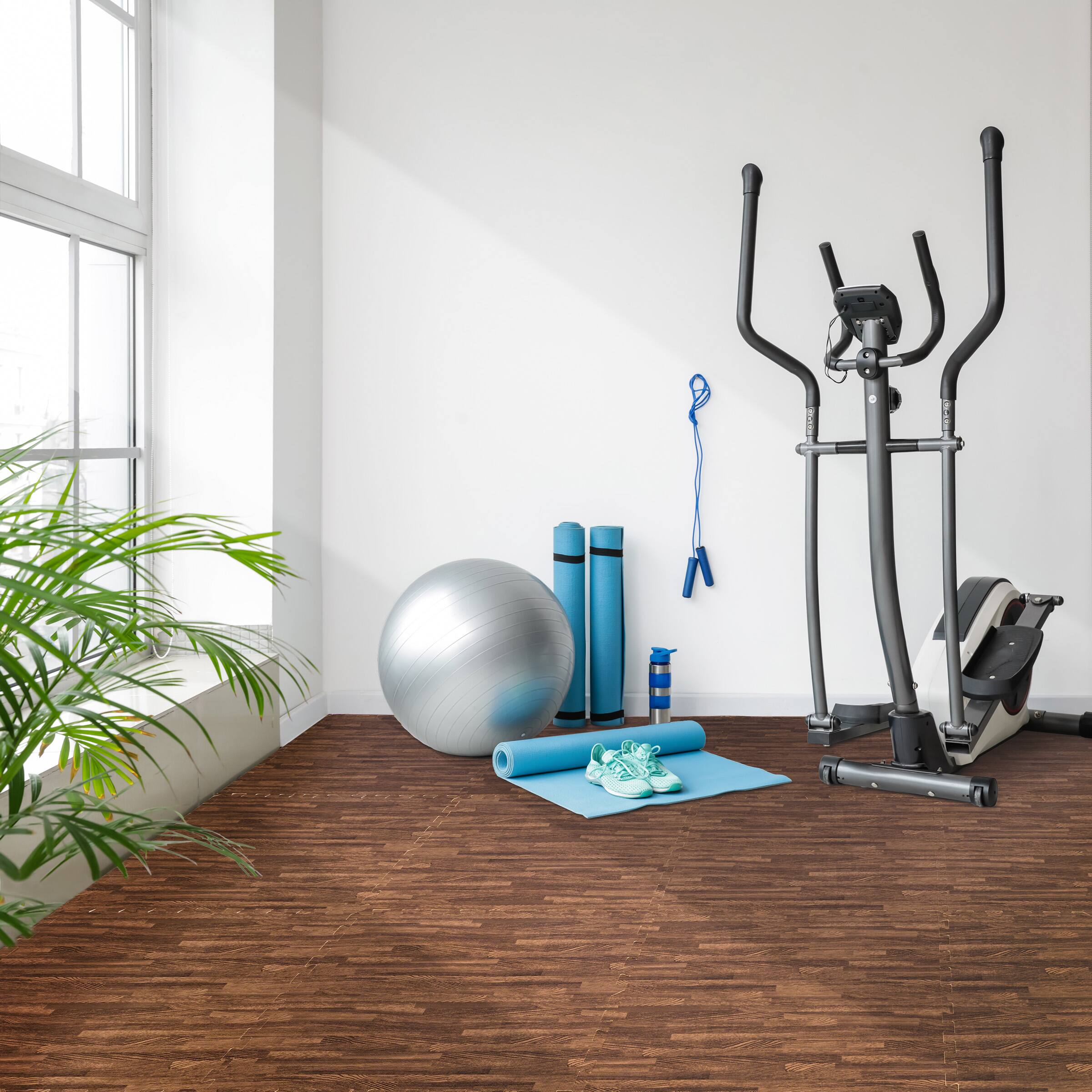 Alt View 4. Sorbus - Sorbus 96 Sq. Ft. Wood Grain Floor Tiles Foam Mat EVA Interlocking Mats Tile 3/8-Inch Thick Flooring - Dark Brown.