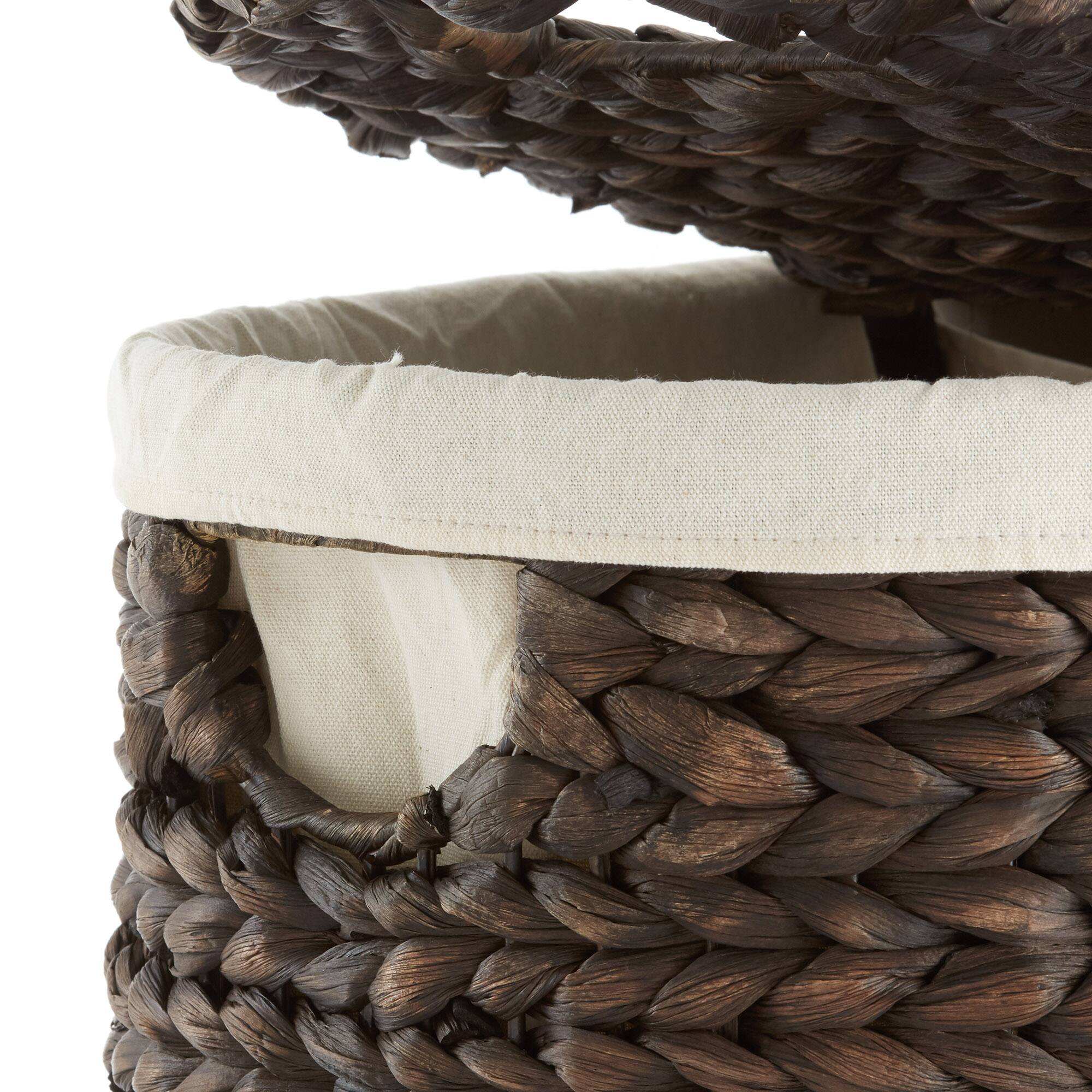 Alt View 4. Casafield - 2-Section Oval Laundry Hamper Basket w Lids and Liner Bags for Clothes - Espresso.