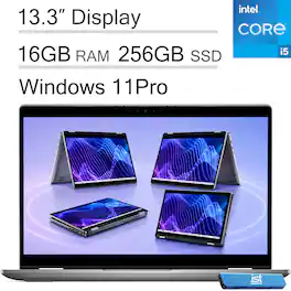 Dell - Upgraded - 13 2-in-1 Business Laptop - Latitude 13'' Touchscreen - Intel Core i5 - 16GB DDR5 RAM - 256GB SSD - Backlit - Win 11Pro - Gray