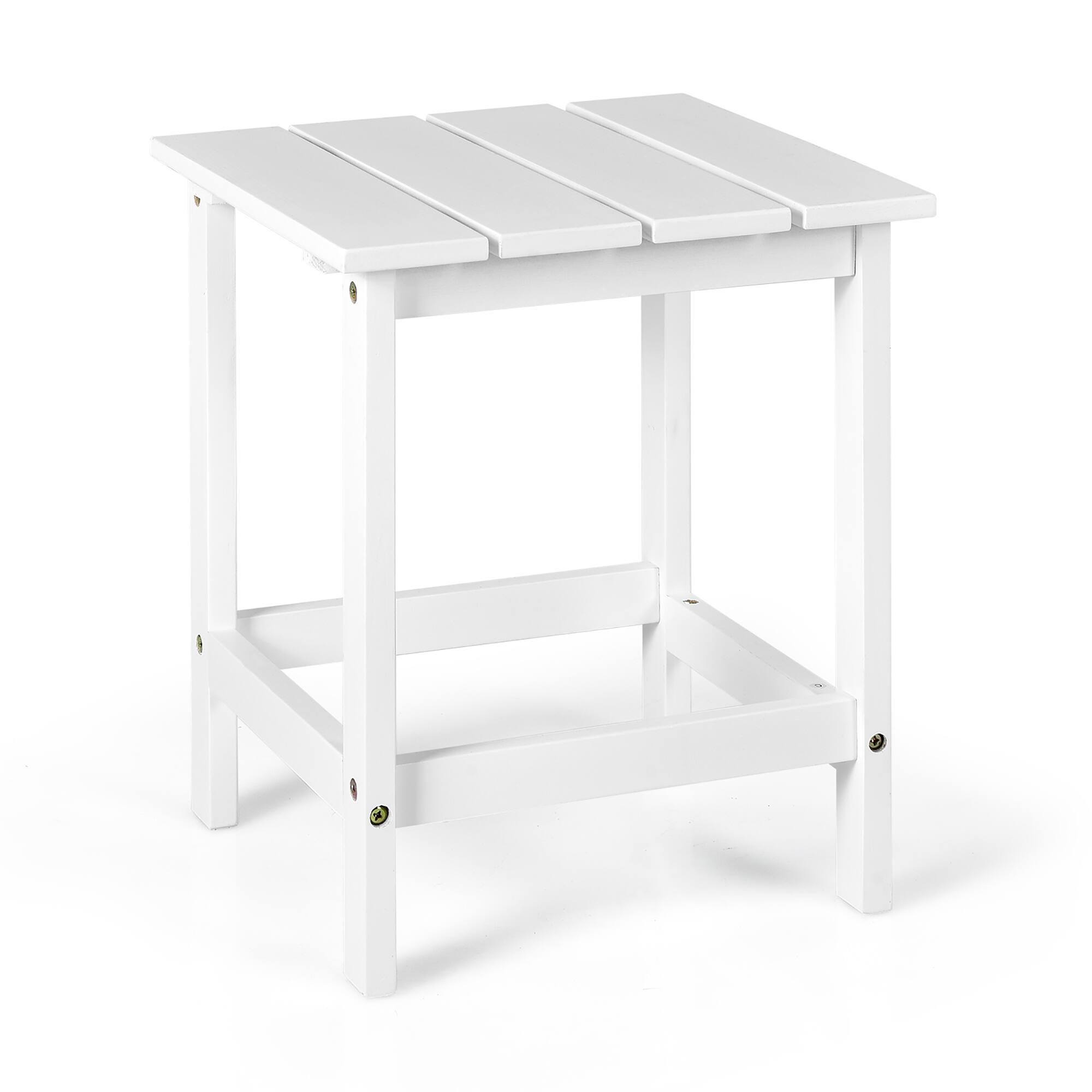 Alt View 9. Costway - Costway Patio 15" End Side Coffee Table Square Wooden Slat Garden Deck - White.