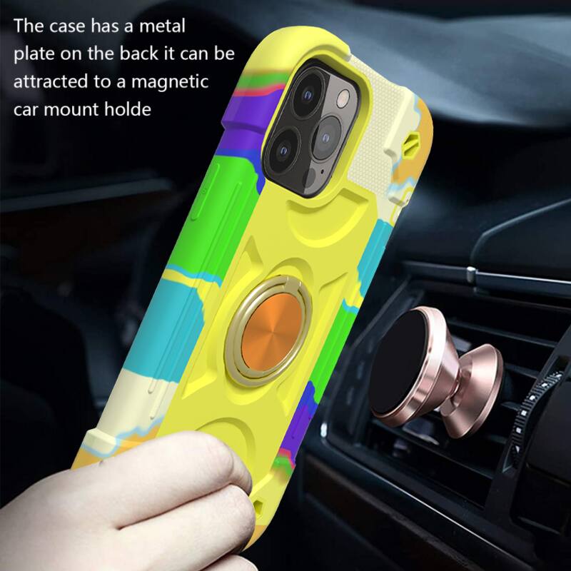 The case has a metal plate on the back, it can be attracted to a magnetic car mount holder.
