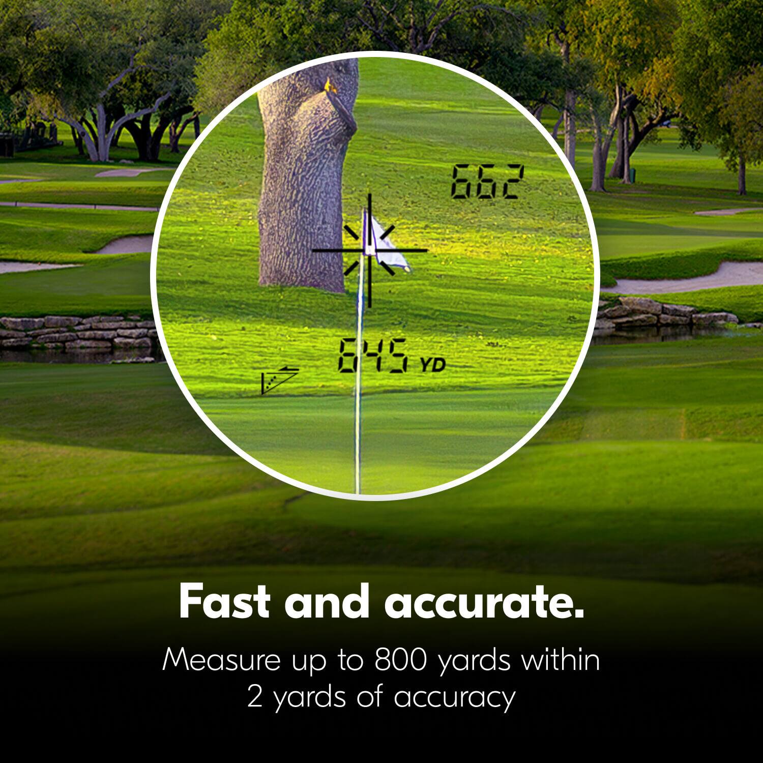 Fast and accurate.  
Measure up to 800 yards within 2 yards of accuracy