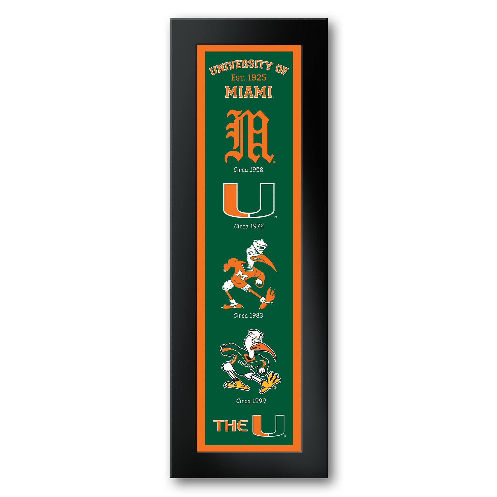 Miami Hurricanes Framed 8" x 26" Logo Heritage Art Print