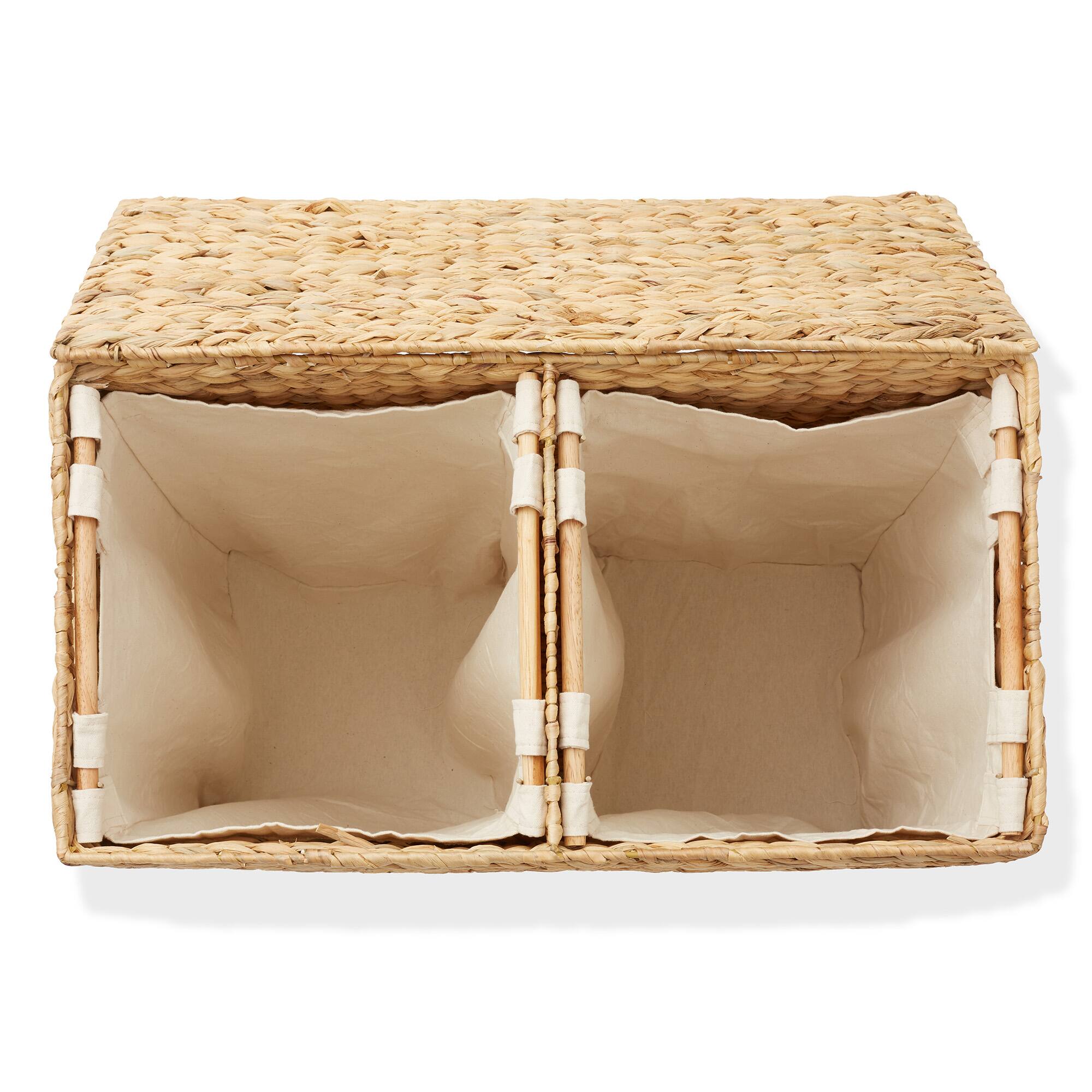 Alt View 5. Casafield - 2-Section Laundry Hamper Basket with Removable Liner Bags for Clothes - Natural.