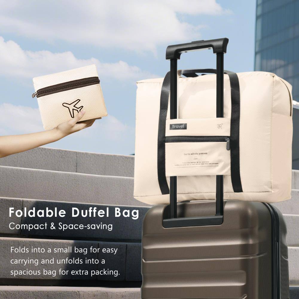 Foldable Duffel Bag  
Compact & Space-saving  

Folds into a small bag for easy carrying and unfolds into a spacious bag for extra packing.