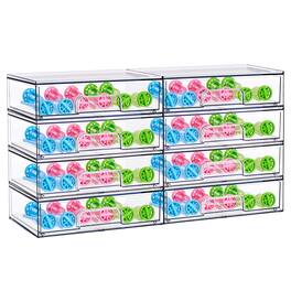Sorbus - Wide Stackable Acrylic Storage Drawers, 8 Pack Plastic Organizer Bins - Clear