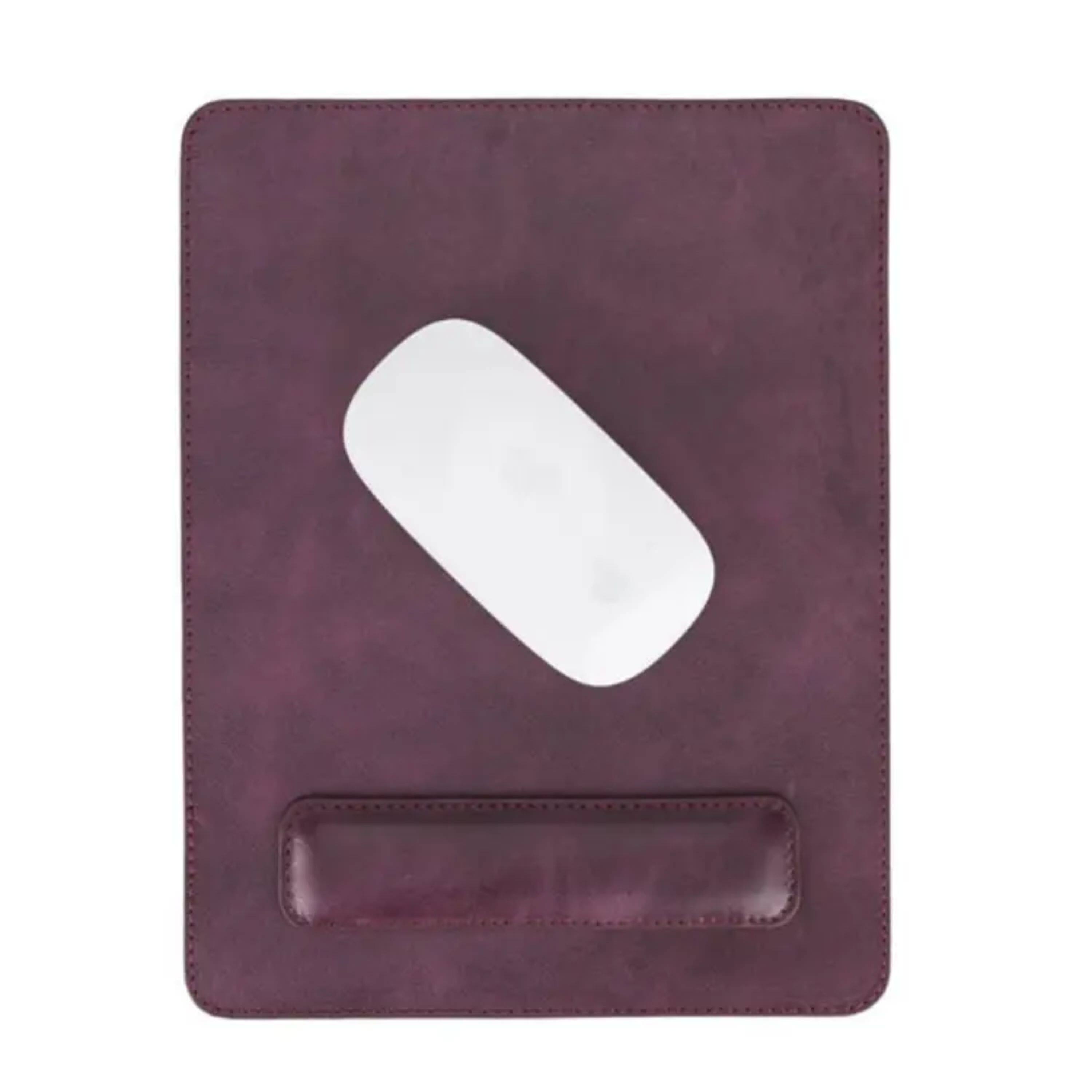 Angle. Kitcheniva - Leather Mouse Pad With Hand Support For Comfort Purple - Purple.