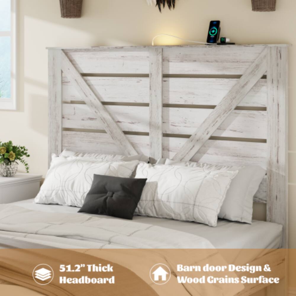 51.2" Thick Headboard  
Barn door Design & Wood Grains Surface