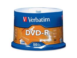 Verbatim - 4.7GB 16X DVD-R 50 Packs Spindle Disc with Advanced Azo Recording Dye Model 95101 - Silver