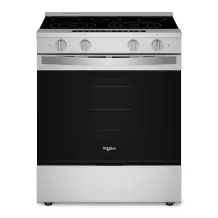 Front. Whirlpool - 5.3 Cu. Ft. Smart Slide-In Electric Range with Air Cooking Technology, No Preheat Air Fry and WipeClean Coating - Fingerprint Resistant Stainless Steel.