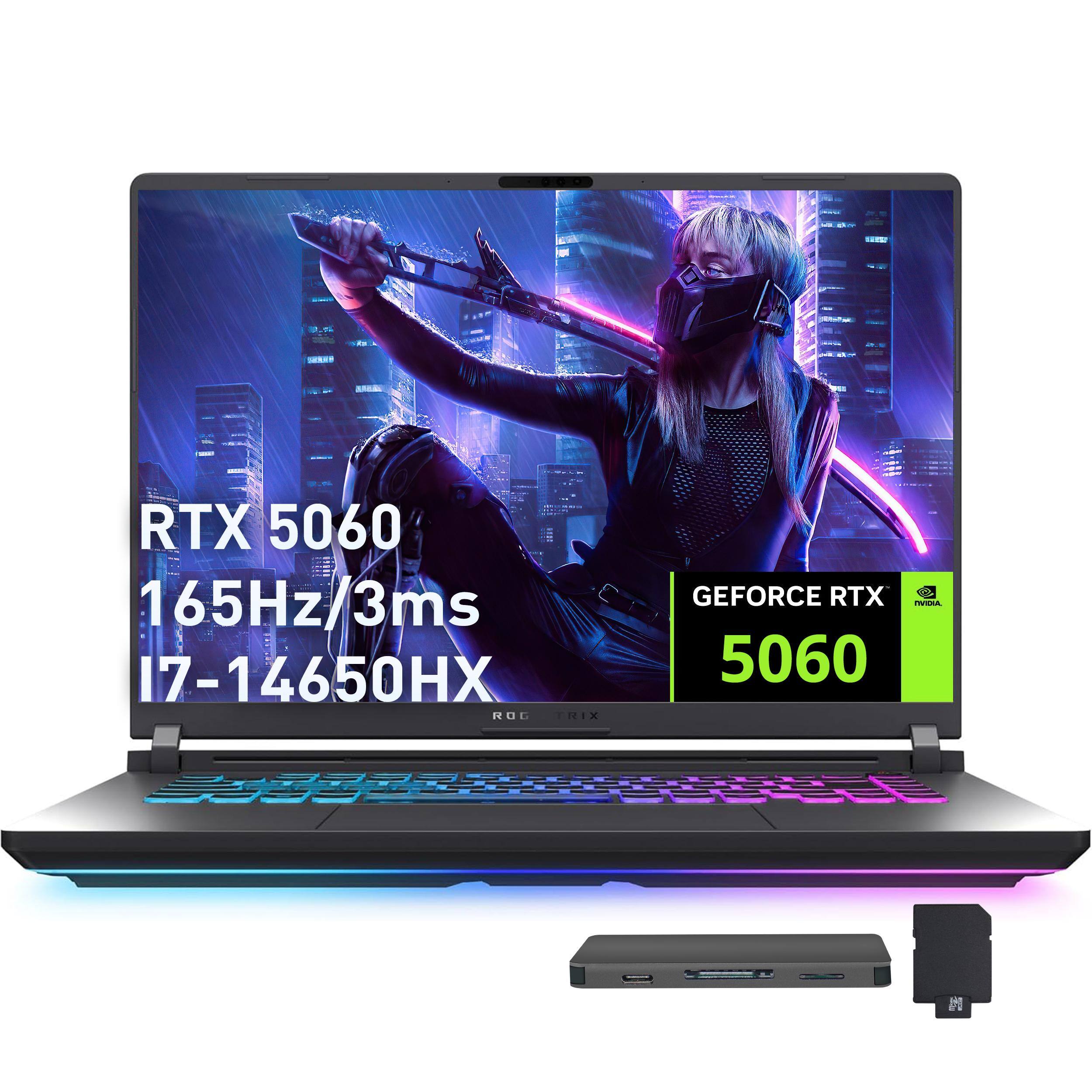 ASUS - ROG Strix G16 Gaming Laptop,Intel i7-14650HX(Beats i9-13900),RTX 5060,64GB RAM,2TB SSD+1TB Dock Set,Win 11 Pro - Gray